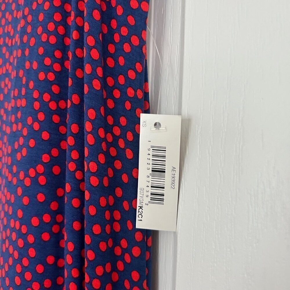 AMAZON ESSENTIALS Tank Swing Dress NAVY/RED Polka Dot XS - Picture 3 of 4